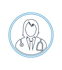 Female Doctor Profile line Icon. Editable vector EPS.