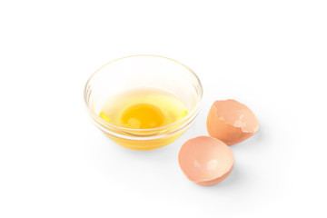Raw eggs isolated on white background.