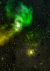 Far being shone nebula and star field. 3D rendering