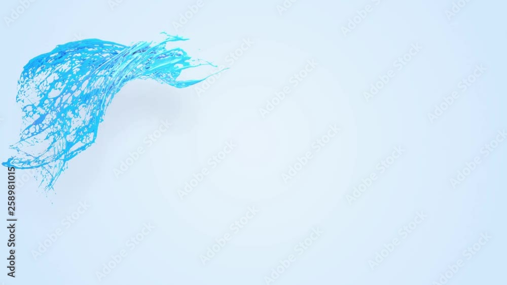 Aufkleber 4k blue splash moves past the camera in slow motion. 3d animation with luma matte as alpha channel f