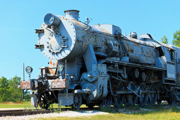 Fototapeta na wymiar Old vintage steam locomotive at Haapsalu, Estonia.