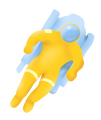 Hand drawn digital illustration of astronaut isolated on white