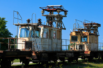 Rusty old railway transportation unit.