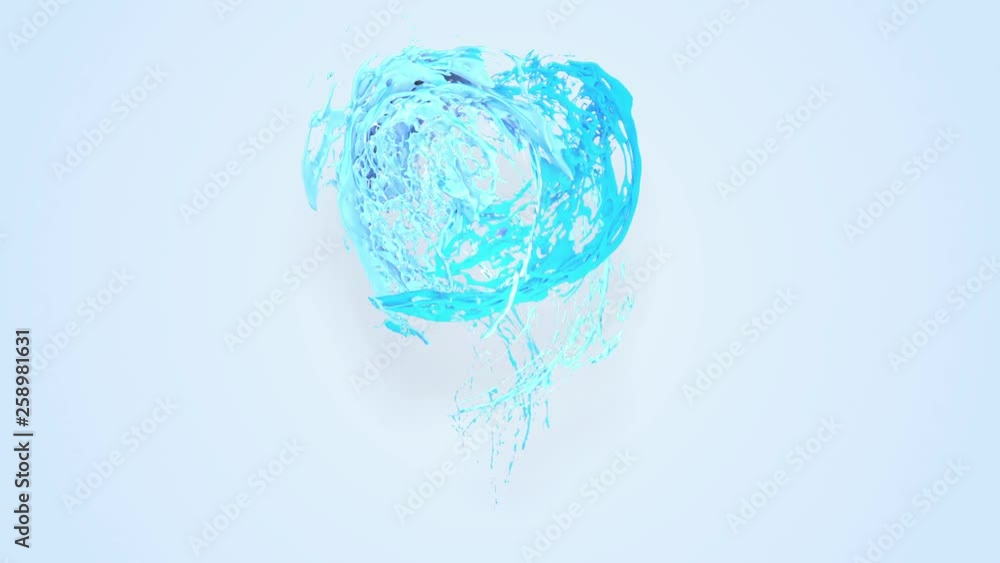 Poster 4k blue splash moves past the camera in slow motion. 3d animation with luma matte as alpha channel f