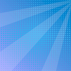 Pop art background, blue sun rays. Raster