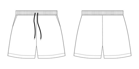 Technical sketch sport shorts pants design template.