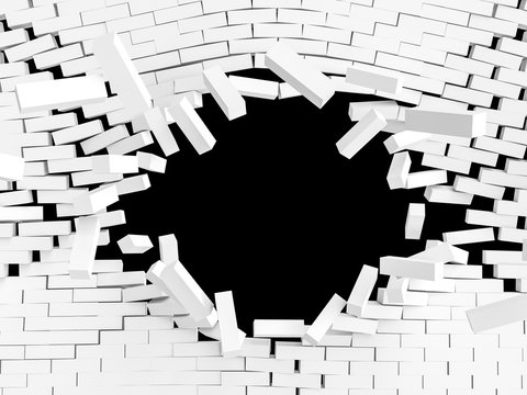 white brick explosion