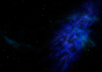 Star field in space and a nebulae. 3D rendering