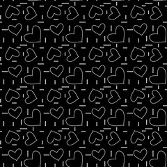 Seamless monochrome pattern with hearts and dots. Vector repeating texture. Perfect for printing on fabric or paper. eps10