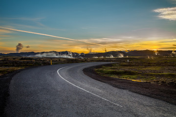 Obraz premium A view of Hverir in Iceland, a place with boiling mud and metan canals, Iceland