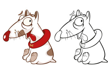 Vector Illustration of a Cute Cartoon Character Hunting Dog for you Design and Computer Game. Coloring Book Outline 