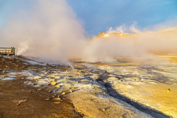 A view of Hverir in Iceland, a place with boiling mud and metan canals, Iceland