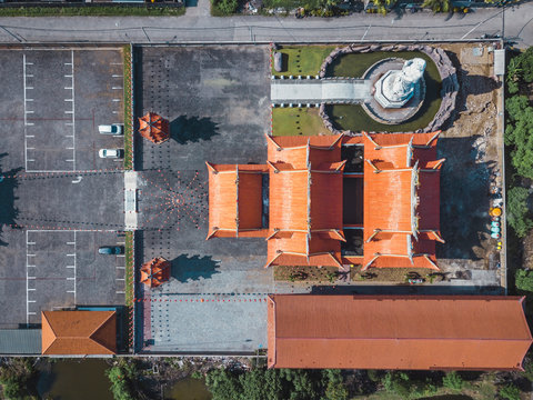 Indonesia, Bali, Aerial view of Buddhist Satya Dharma Temple