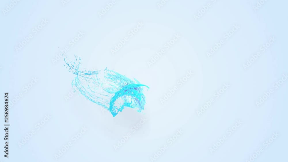 Poster 4k blue splash moves past the camera in slow motion. 3d animation with luma matte as alpha channel f