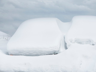 Two Cars Covered with Snow