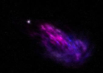 Star field in space and a nebulae. 3D rendering