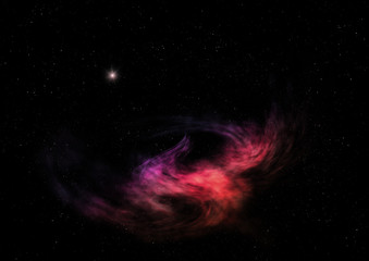 Star field in space and a nebulae. 3D rendering