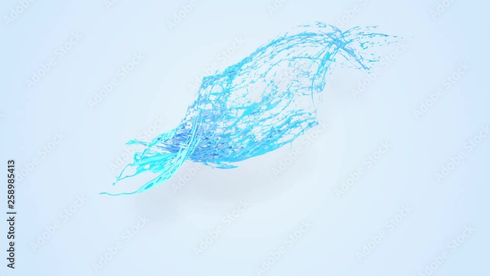 Aufkleber 4k blue splash moves past the camera in slow motion. 3d animation with luma matte as alpha channel f