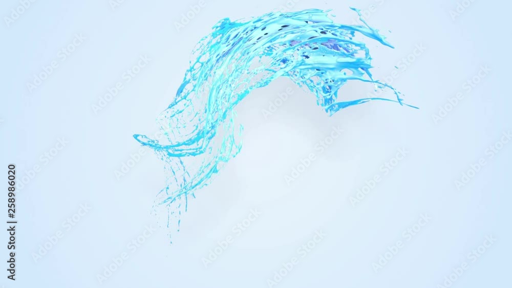 Aufkleber 4k blue splash moves past the camera in slow motion. 3d animation with luma matte as alpha channel f