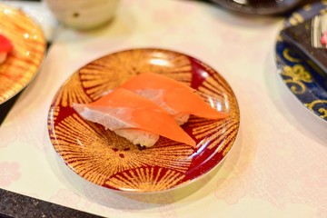 Salmon Sushi on Plate