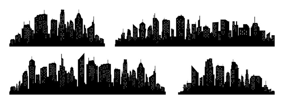 City silhouette vector set. Panorama city background. Skyline urban border collection. © designer_things