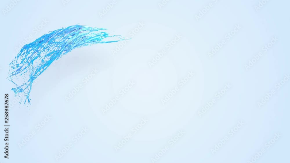 Poster 4k blue splash moves past the camera in slow motion. 3d animation with luma matte as alpha channel f