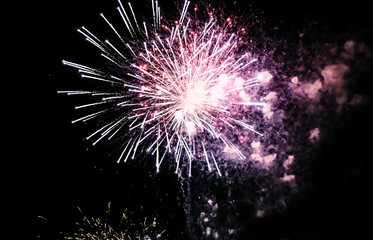 Fototapeta premium Colorful fireworks in the sky on black background