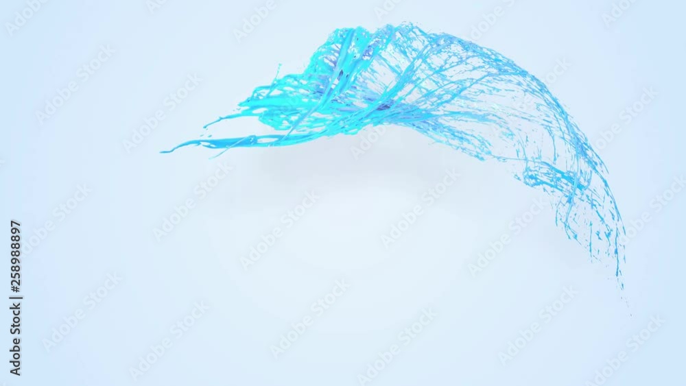 Poster 4k blue splash moves past the camera in slow motion. 3d animation with luma matte as alpha channel for simple substitution of the background under the liquid. To cut a splash use luma matte. 55