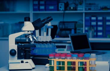 Scientific microscope in the laboratory of forensics