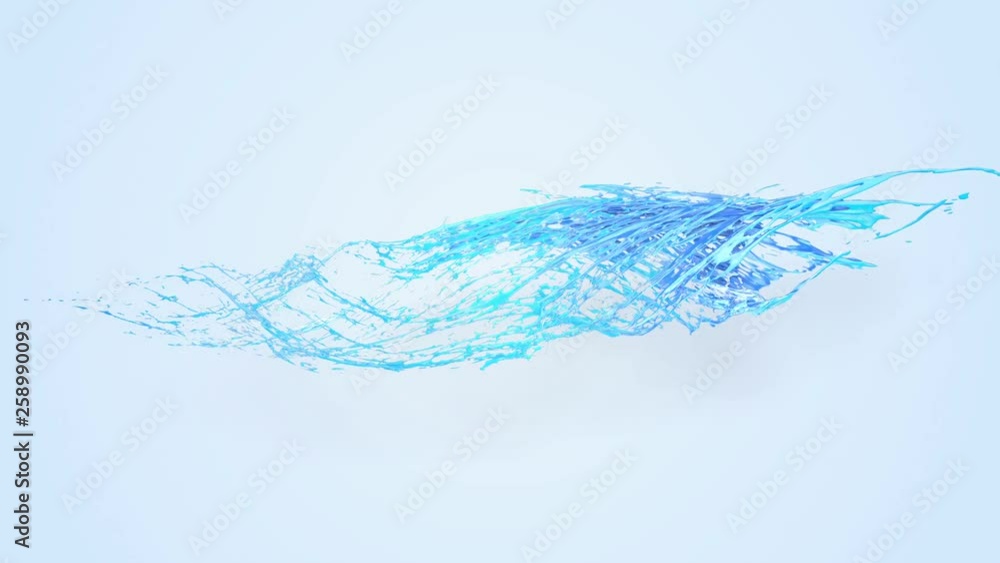 Aufkleber 4k blue splash moves past the camera in slow motion. 3d animation with luma matte as alpha channel f