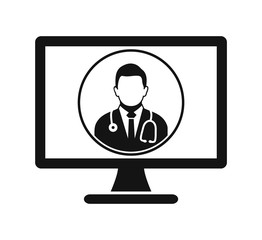 Online Medical Help Icon. Flat style vector EPS.
