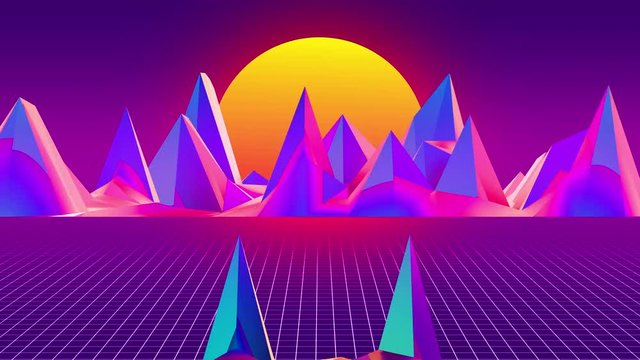 Synthwave Retrowave Synth (looping) 4k 3840x2160