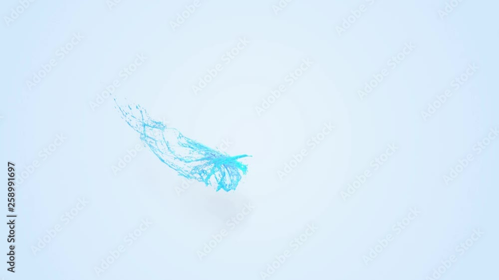 Aufkleber 4k blue splash moves past the camera in slow motion. 3d animation with luma matte as alpha channel f