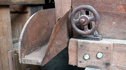 old rusty rice machine close up