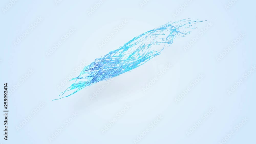 Poster 4k blue splash moves past the camera in slow motion. 3d animation with luma matte as alpha channel for simple substitution of the background under the liquid. To cut a splash use luma matte. 59
