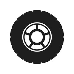 Car Tire and Wheel Icon. FLat style vector EPS.