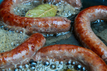 grilled beef sausages with a golden crust