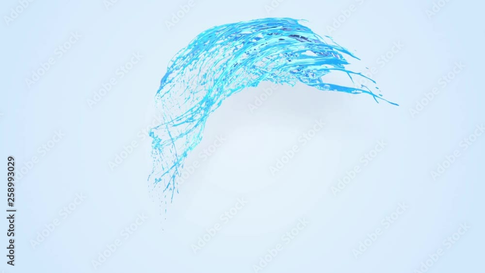 Aufkleber 4k blue splash moves past the camera in slow motion. 3d animation with luma matte as alpha channel f