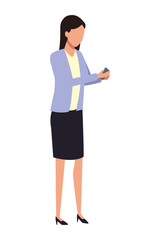 Businesswoman using smartphone cartoon