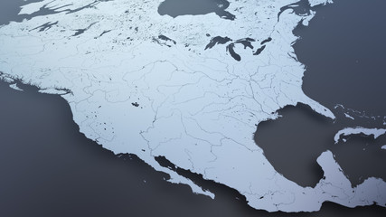 3D Earth Illustration focused on the United States, Canada and Mexico