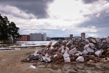 construction debris on the ground