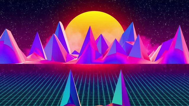 Synthwave Retrowave Synth (looping) 4k 3840x2160