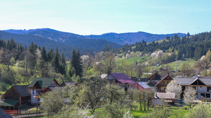 Fototapeta na wymiar View of Manastirea humorului village in Bucovina region, Romania.