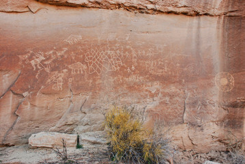 Rock Art characters on an Ancient Rock Panel