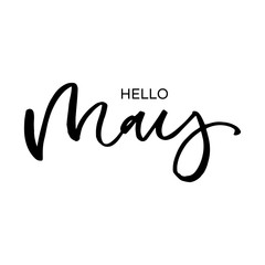 Fototapeta premium Hand drawn lettering card. The inscription:hello may. Perfect design for greeting cards, posters, T-shirts, banners, print invitations.