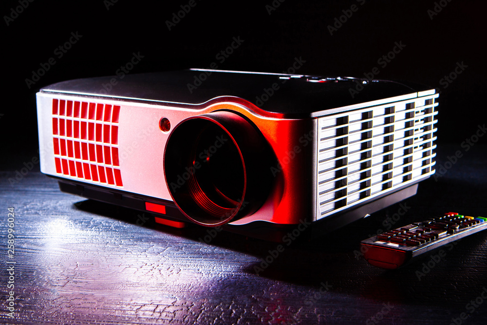 Poster lcd video projector. multimedia projector. video presentation. projection of images. projection tech