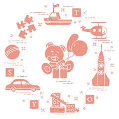 Different toys for children.