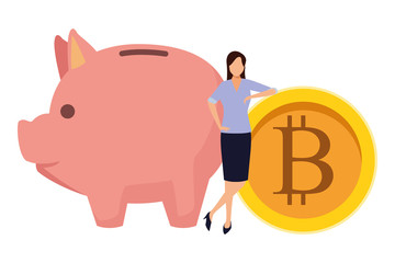 businesswoman holding cryptocurrency