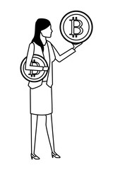 Businesswoman with bitcoin in black and white