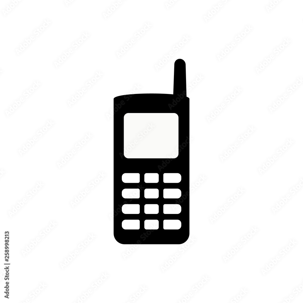 Poster retro button mobile phone, with antenna, fron view. button mobile phone. retro button mobile phone i